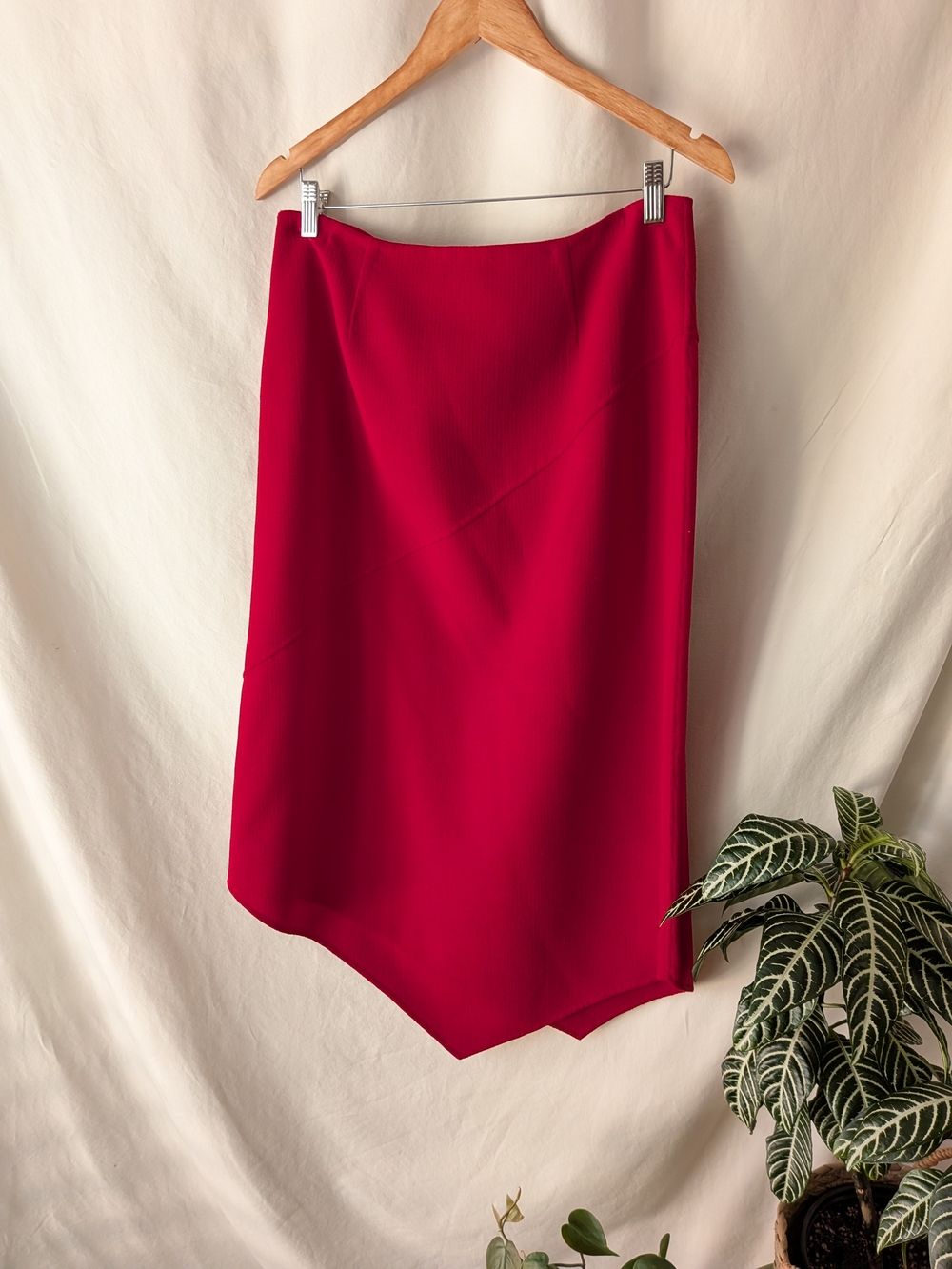 Vintage Dana Buchman Red Asymmetrical Wool Skirt